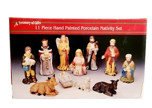 ArtMark 11 Piece Nativity Set A Treasury of Gifts 82664 Vtg Porcelain w/box 6" - Picture 1 of 18