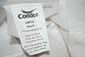 25 Condor White Snap Front Closure Polypropylene Disposable Shirt Small 26W782 - Picture 1 of 5