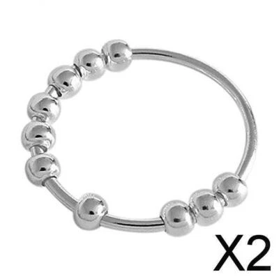 2X Anello Antistress Girevole In Argento Antistress Giocattolo Sensoriale Per - Immagine 1 di 4
