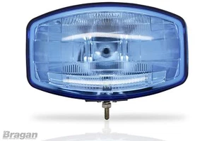 9.5" Blue Jumbo Oval ABS Spot Light Lamp 24v + LED To Fit Scania Volvo DAF MAN - Picture 1 of 9
