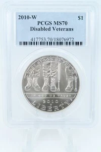 2010-W PCGS MS70 Disabled Veterans Silver Modern Commemorative Dollar *Toning - Picture 1 of 2