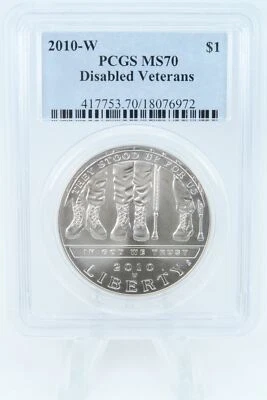 2010-W PCGS MS70 Disabled Veterans Silver Modern Commemorative Dollar *Toning - Image 1 of 2