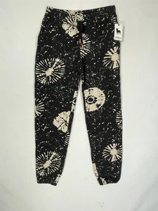 PJ Salvage Lounge Joggers Womens Medium Stretch Elastic Waist Black Abstract - Picture 1 of 15