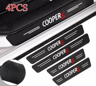 适用于迷你 Cooper 碳纤维皮革车门窗擦伤板保护贴纸 — 第 1/4 张图片