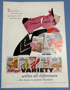1958 Kellogg's Müsli verschiedene Druckanzeige Baseball Ump & Batter Corn Flakes - Bild 1 von 2