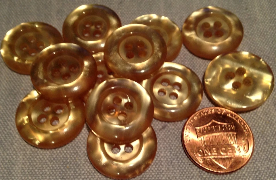 12 botones de costura de plástico amarillo dorado perlado brillante 3/4" 19 mm # 7706 Foto 1 de 1