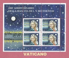VATICANO 2020 Beethoven MINIFOGLIO DI 4 FRANCOBOLLI MNH