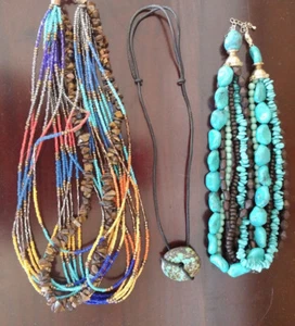 BOHO Lot Necklaces Turquoise Brown Orange Colors - Picture 1 of 8
