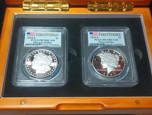 2 Coin Set 2024 Morgan and Peace Dollars Proof coins PF70 First Strike w/case - Picture 1 of 7