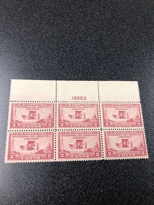 US 649 Intl Civil Aeronautics Conf 2-cent Plate Block Of 6 XF Mint Never Hinged - Image 1 of 4