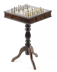 Chess Championship Staunton Style Metal Chessmen Florentine Design with Table - Picture 1 of 3