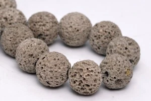 10MM Natural Gray Volcanic Lava Gemstone Beads Grade A Round Loose Beads 7" - Picture 1 of 4