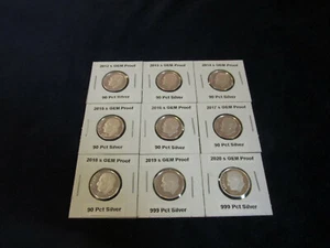 Set of 9 Silver GEM Proof Coins (2012s-2020s) - High Quality - Picture 1 of 8