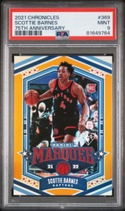 2021-22 Panini Chronicles 75th Anniversary #369 Scottie Barnes RC /75 PSA 9 Mint