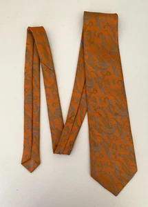 Alse Mens Vintage Retro Orange Paisley Jacquard Made in Australia Wide 10cms - Picture 1 of 10