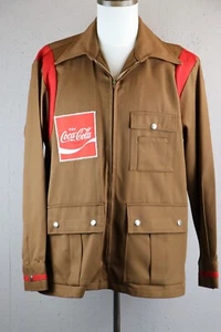 Coca-Cola Jacke braun Vintage 60-70er Unitog Gr. 44 lang + SS Shirt Gr. 16-16-1/2 - Bild 1 von 16