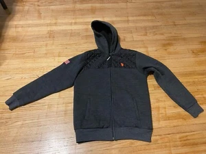 U. S. Polo Assn. Boy 14-16 Hooded Sweatshirt Zippered Pockets Solid Dark Gray - Picture 1 of 7