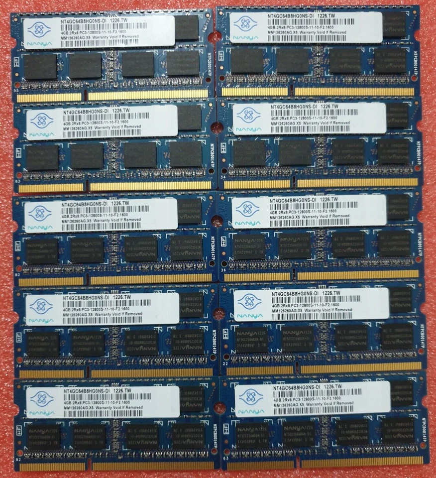 NANYA Job Lot 10x4GB DDR3 PC3-12800S 1600MHz SODIMM Laptop RAM Memory 204pin - Image 1 of 1