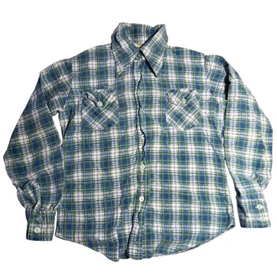 10 Camisas Hippy Top Vintage Años 70 Niñas AZUL/VERDE ALGODÓN FRANELA HAPPY IS Foto 1 de 4