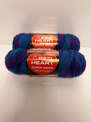 Red Heart Super Saver yarn multicolor 5oz 278yds Gemstone purple pink blue teal - Image 1 of 4