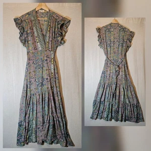 Paani Maxikleid True Wickel Rüschenärmel Bohemian Bunt Gold Akzente Große - Bild 1 von 13