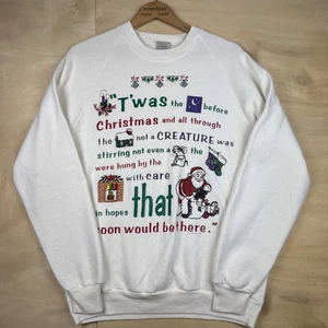 Vintage Twas Night Before Christmas Crewneck Sweatshirt Ugly Sweater Santa Sz L - Picture 1 of 10