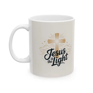 Inspirational Ceramic Mug - Jesus is the Light, Christian Gift, Coffee Cup - Picture 1 of 5