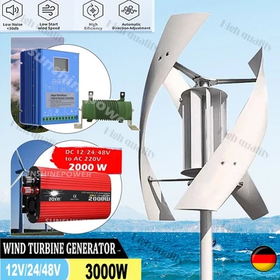3KW 12V 24V 48V Vertical Axis Wind Turbine Generator Inverter Booster Controller - Image 1 of 4