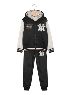 mg fashion studio Completo 3 pezzi da ragazzo con cappuccio e zip - nero - Immagine 1 di 4