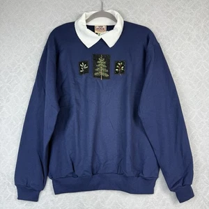 Sudadera De Colección Años 90 Vacaciones Cuello Mujer Grande Azul Navidad Grandmacore Cabin - Imagen 1 de 12