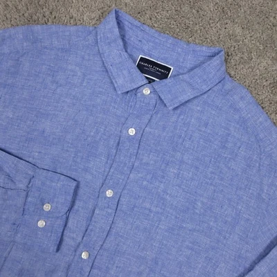 Camisa Charles Tyrwhitt Para Hombres 2XL Azul Lino Sólido Cambray Calce Clásico Botón Usada en Excelente Condición Foto 1 de 4
