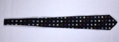 VAN HEUSEN 100% 真丝领带经典 58 英寸黑色紫色蓝色几何男式领带 — 第 1/4 张图片