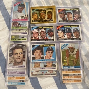 1966 TOPPS BASEBALL CARD LOT WITH STARS, HOFers CLEMENTE, MAYS, AARON, LOW GRADE - Bild 1 von 14