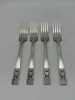Juego de 4 tenedores de cena coronación plato plata Oneida Community Foto 1 de 4