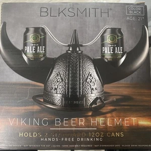BLKSMITH Viking Black Beer Drinking Helmet Standard 12 oz Can Holder - Picture 1 of 3