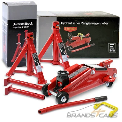 ENVA WAGENHEBER 2T 2000kg RANGIERWAGENHEBER + 2x UNTERSTELLBÖCKE klappbar