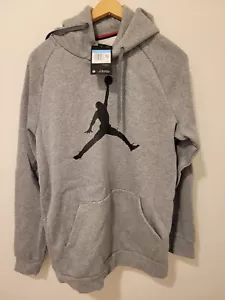 Jordan Jumpman Logo Fleece Pullover Hoodie Men's Size M Grey Black DA6801-091 - Picture 1 of 4