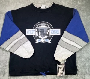 Vintage 90s Everlast Men’s Crewneck Sweatshirt Black Size L Cropped Drawstring - Picture 1 of 10