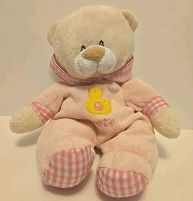 Amscan Baby Pink Plush "Sweetie" Teddy Bear Duck Terrycloth Tan - Image 1 of 4