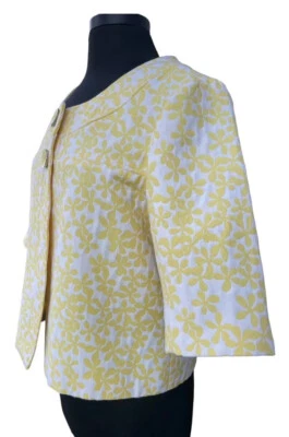 Chaqueta Columpio Recortada Amarilla Margarita Para Mujer Media Manga Top Forrada Talla 10 Foto 1 de 4