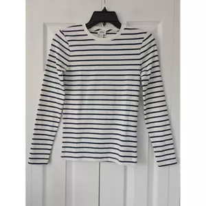 J. Crew Factory Long Sleeve Striped Everyday Tee Womens XS White Black NWT CA962 - Picture 1 of 6