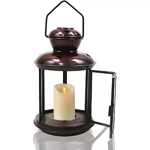 Decorative Hurricane Lantern, Large, Dark Brown - Picture 1 of 4
