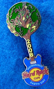 GUITARRA AZUL PLANET GLOBE TREE DÍA DE LA TIERRA DE SAN FRANCISCO 2008 PIN Hard Rock Café - Imagen 1 de 1