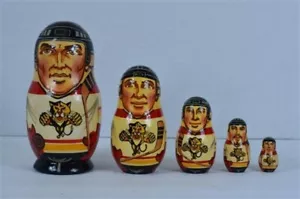 5 Piece Vintage NHL Florida Panthers Eastern Champs Nesting Dolls ~ Very Rare - Picture 1 of 7