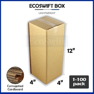 1-100 4x4x12 EcoSwift Cardboard Packing Mailing Shipping Corrugated Box Cartons - Picture 1 of 6