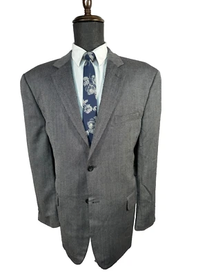 JOSEPH & FEISS Mens Gray HERRINGBONE Wool Suit Sport Coat Blazer Jacket 46R - Image 1 of 4