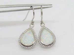 2.50 Ct Pear Cut Fire Opal Drop & Dangle Women's Earrings 14k White Gold Finish - Picture 1 of 12