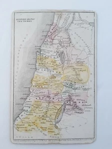 Rare 1850 A.C. Beaman Sabbath School Scripture Map Card General Map of Tribes - Picture 1 of 9