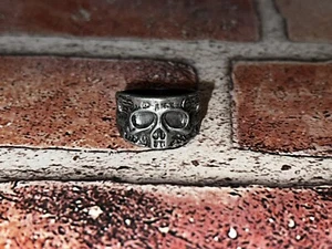 Skull Top Ring, Matte Grey, Gray, Pirate, Renaissance, Biker. Size 10.5, Spooky - Picture 1 of 10