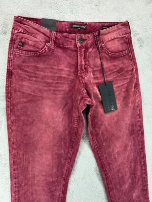 NWT Dear John Jeans Womens 26 Comfort Skinny Corduroy Red Winter Wine Ombre Low - Image 1 of 4